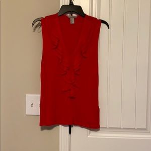 H&M red sleeveless top with ruffle. Medium